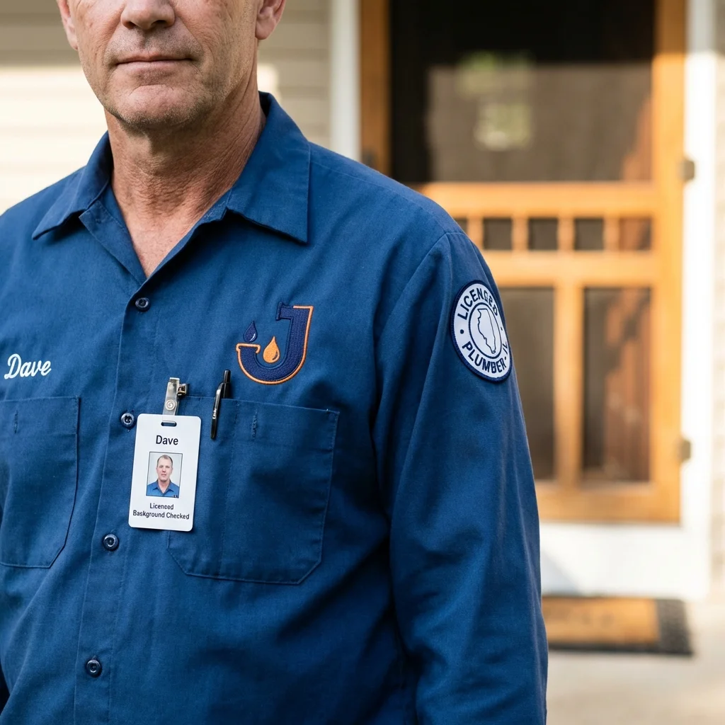 Licensed plumber showing ID badge in Palo Cedro, CA