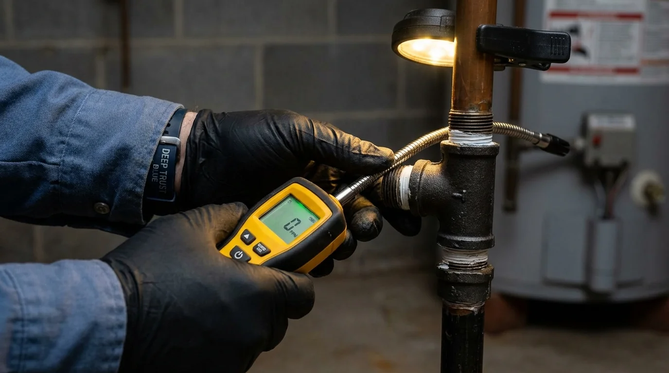 Gas leak detection with electronic sniffer by Johns Plumbing LLC in Palo Cedro