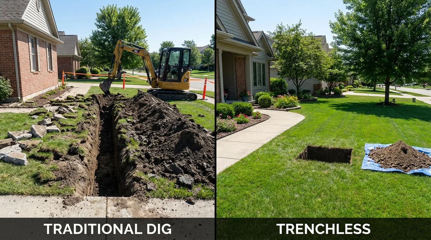 Trenchless sewer repair with minimal yard damage versus traditional excavation in Palo Cedro, CA